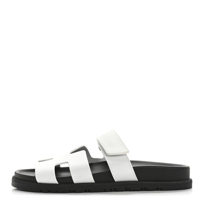 Hermes Calfskin Womens Chypre Sandals 37 White 1 of 10