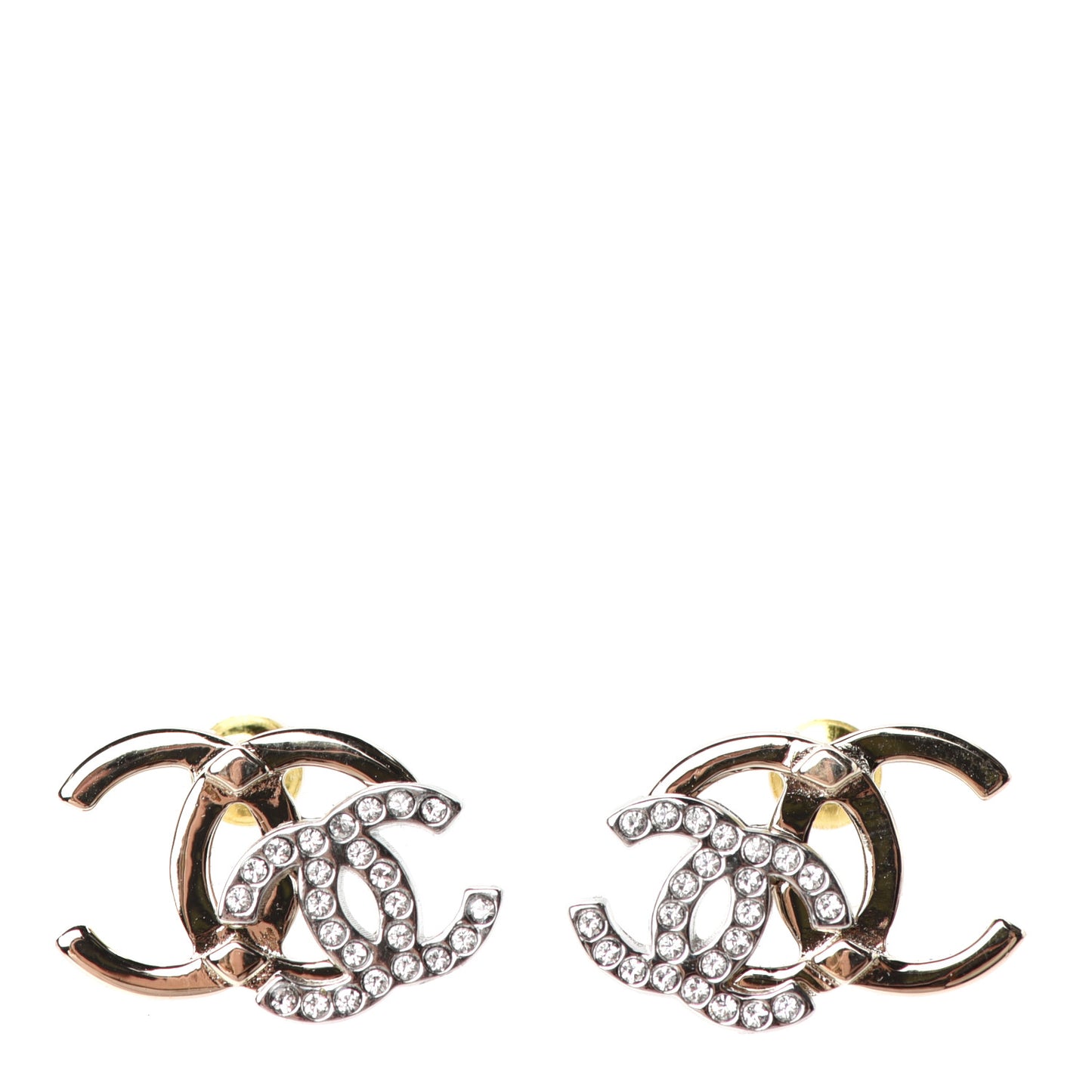 Crystal Double CC Earrings Gold Silver