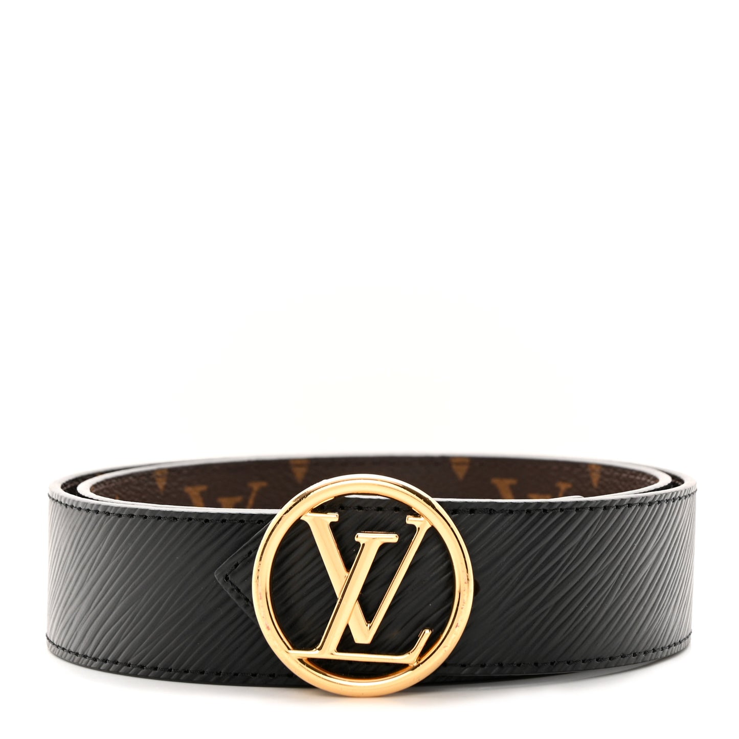Monogram Epi 35mm LV Circle Reversible Belt 75 30 Black