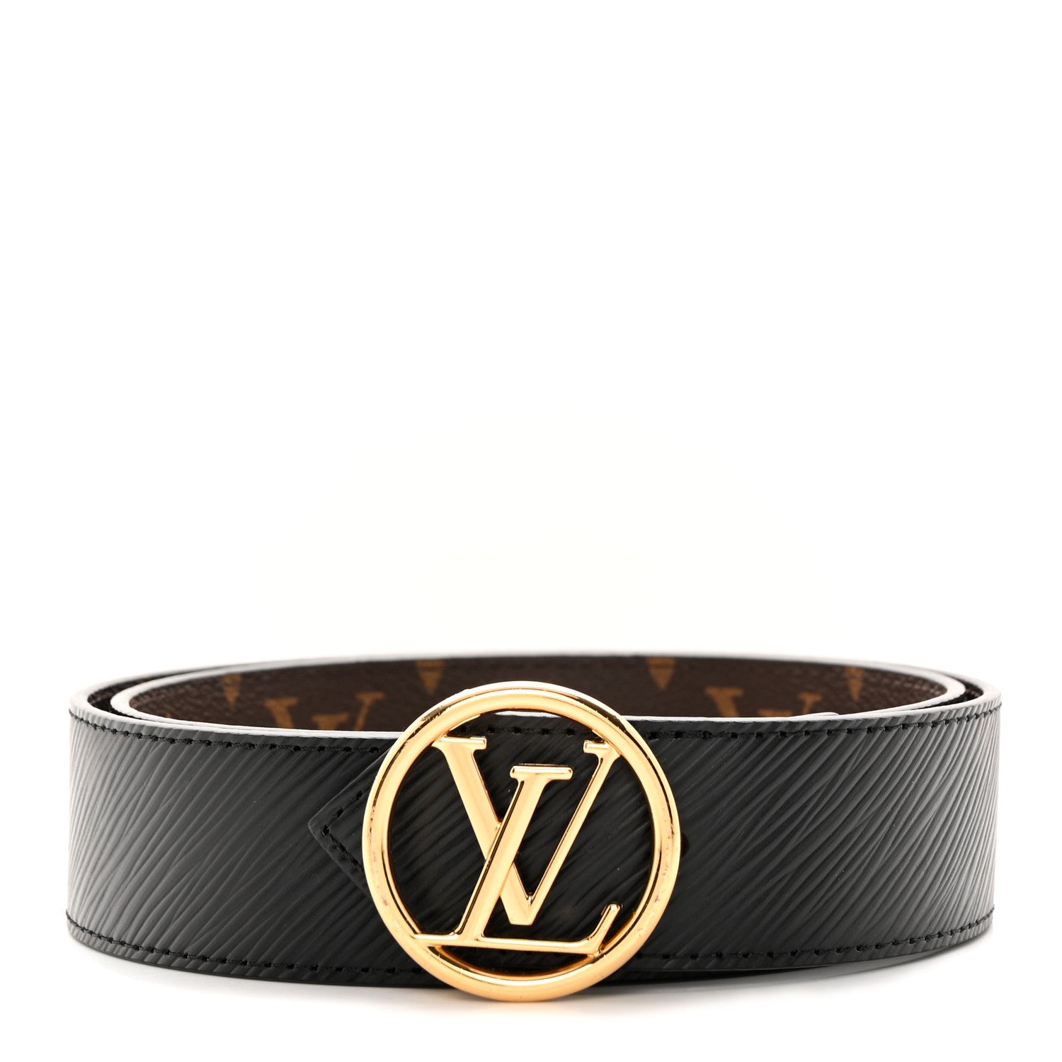 Louis Vuitton Monogram Epi 35mm LV Circle Reversible Belt 75 30 Black 1 of 10