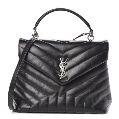 Saint Laurent Calfskin Y Quilted Monogram Medium Loulou Satchel Black 1 of 10