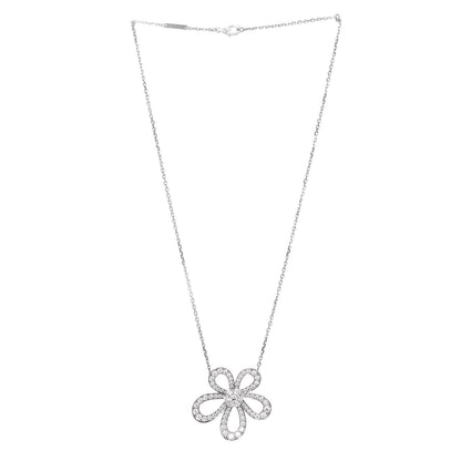 Van Cleef & Arpels 18K White Gold Diamond Flowerlace Pendant Necklace 3 of 7
