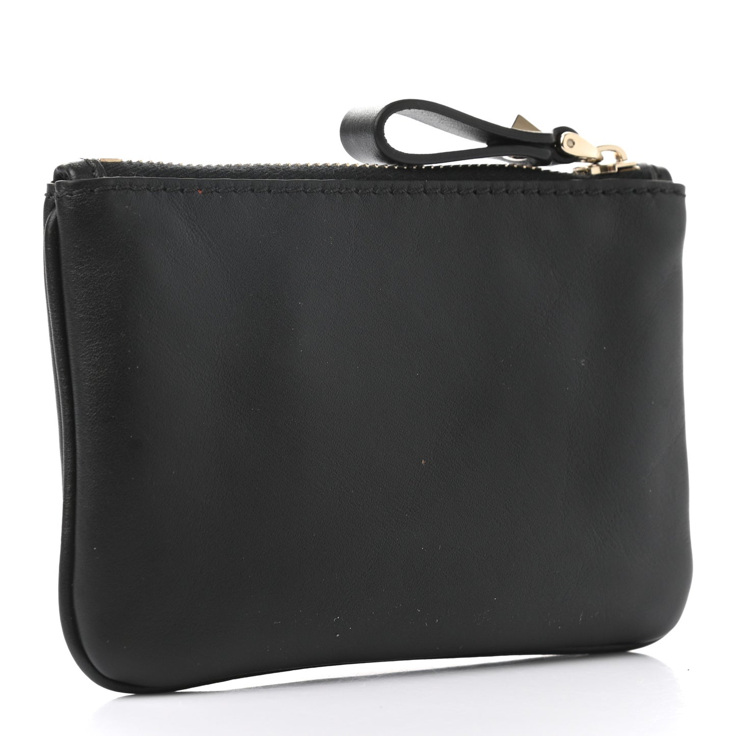 Calfskin VLTN Zip Pouch Black White
