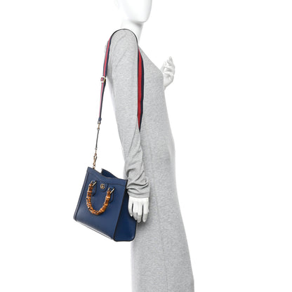 Gucci Textured Dollar Calfskin Web Small Diana Tote Bag Royal Crop 2 of 10