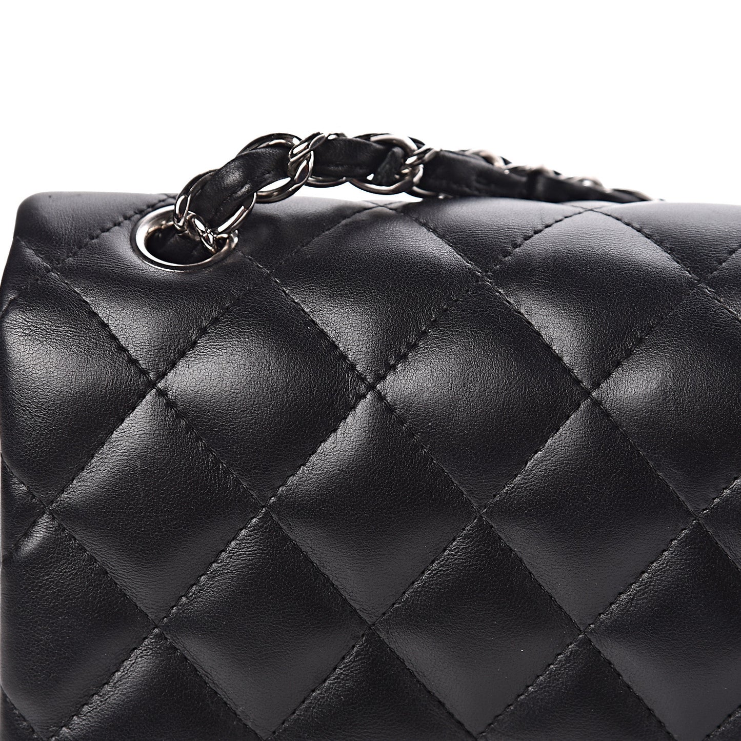 Lambskin Quilted Jumbo Double Flap Black