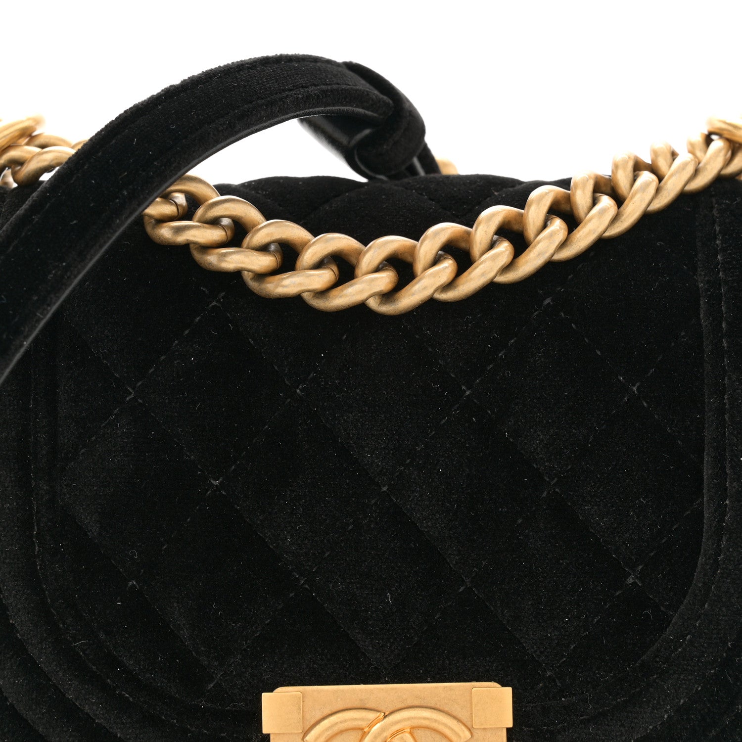 Chanel Velvet Quilted Mini Boy Messenger Bag Black 8 of 10