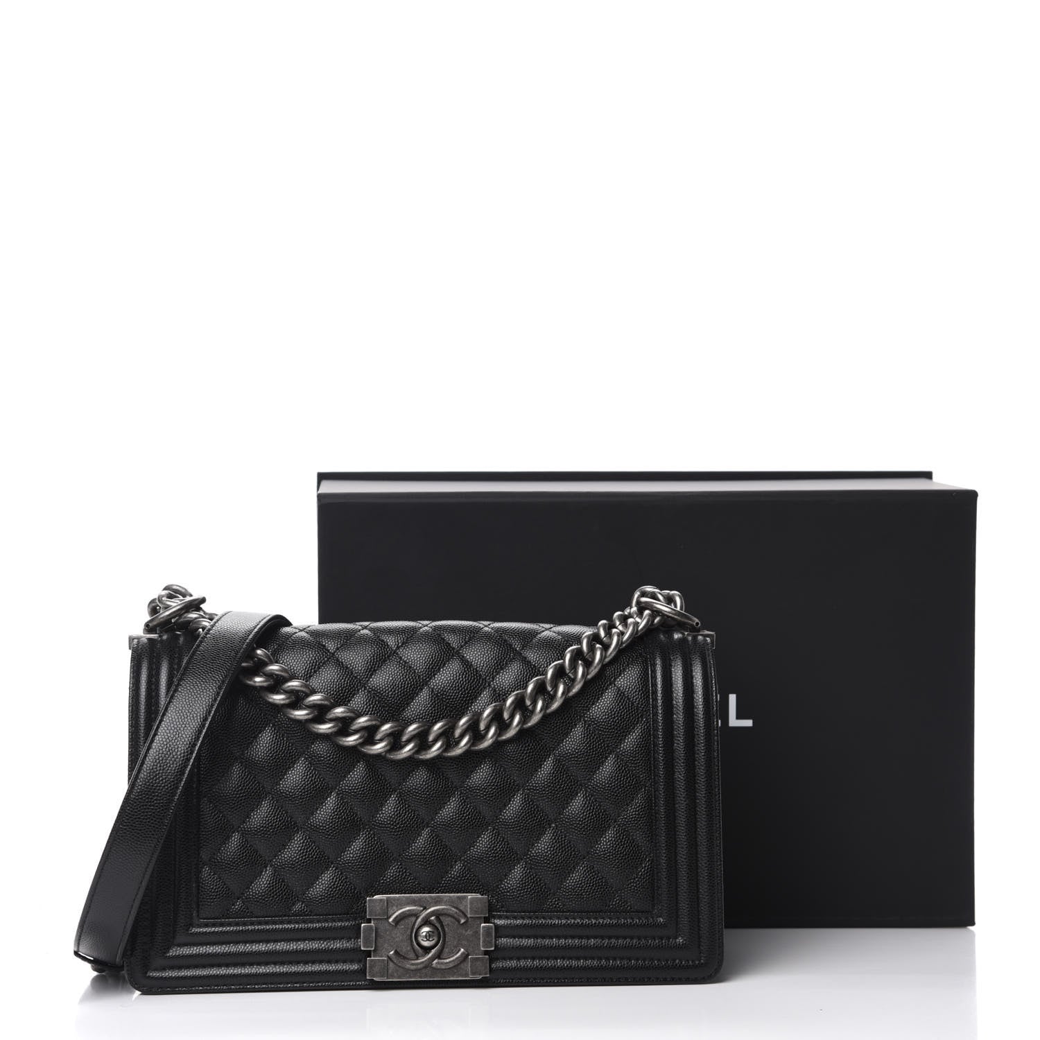 Chanel Caviar Quilted Medium Boy Flap Black 14 of 14