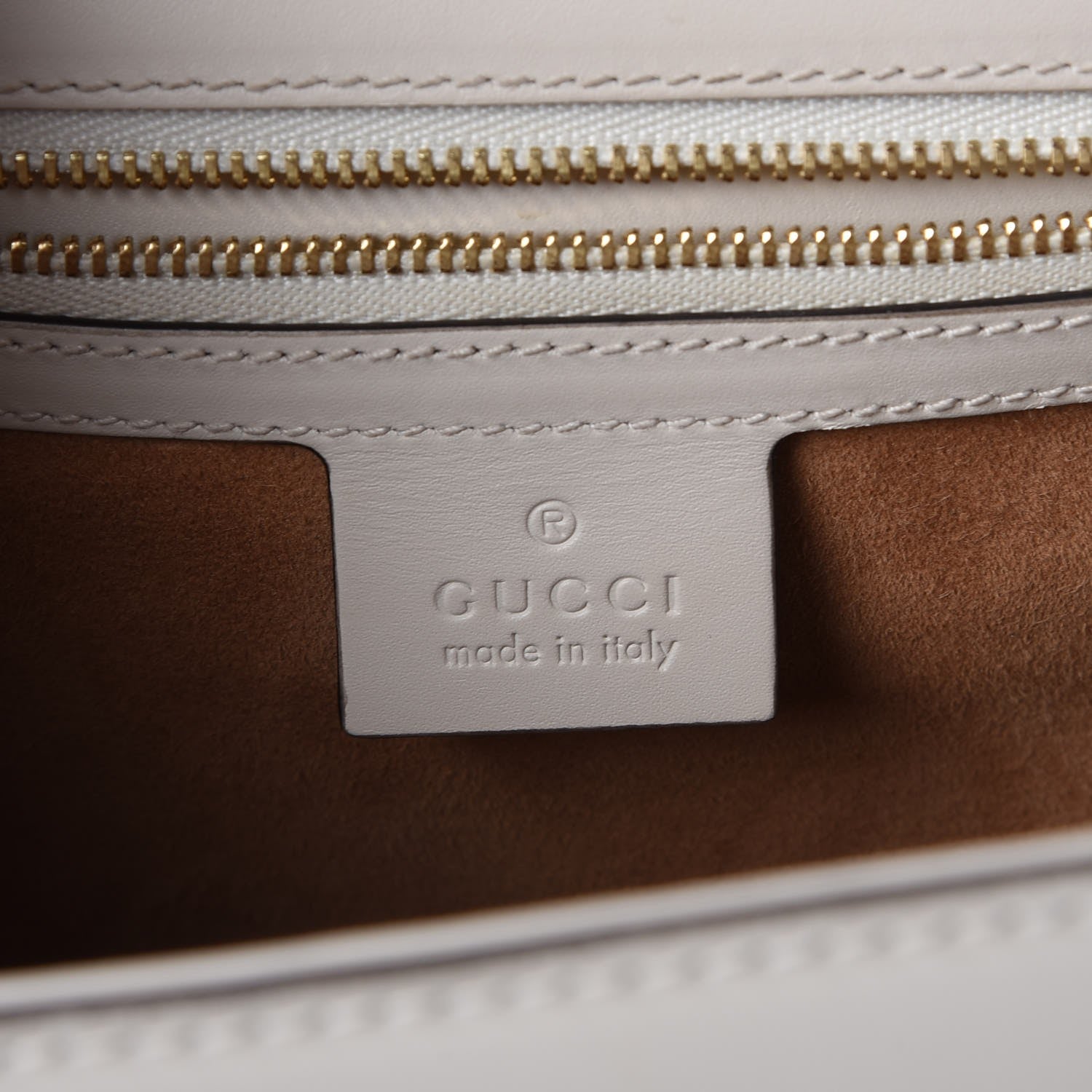 Gucci Calfskin Web Medium Sylvie Top Handle Bag White 7 of 9