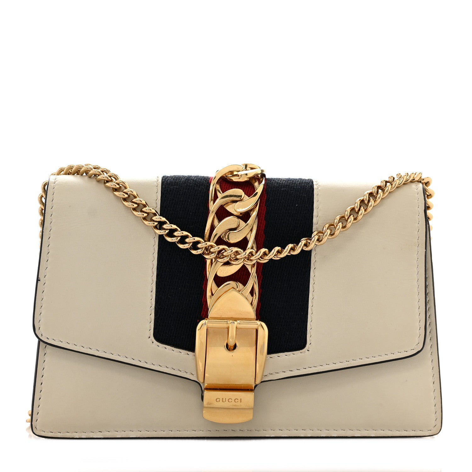 Gucci Calfskin Super Mini Sylvie Chain Shoulder Bag White 1 of 9