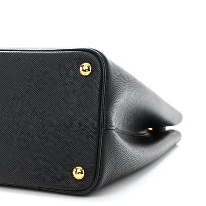 Prada Saffiano Cuir Small Double Bag Black Fuoco 10 of 14