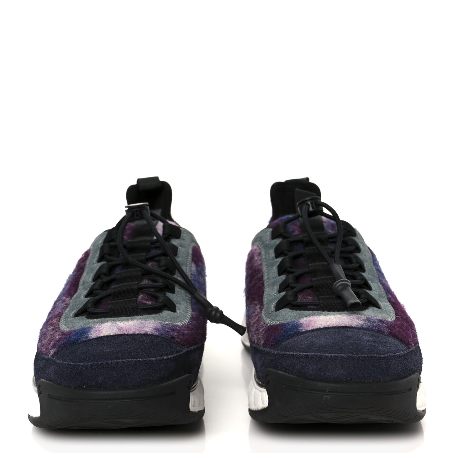 Fabric Suede Calfskin CC Sneakers 41 Blue Black Purple