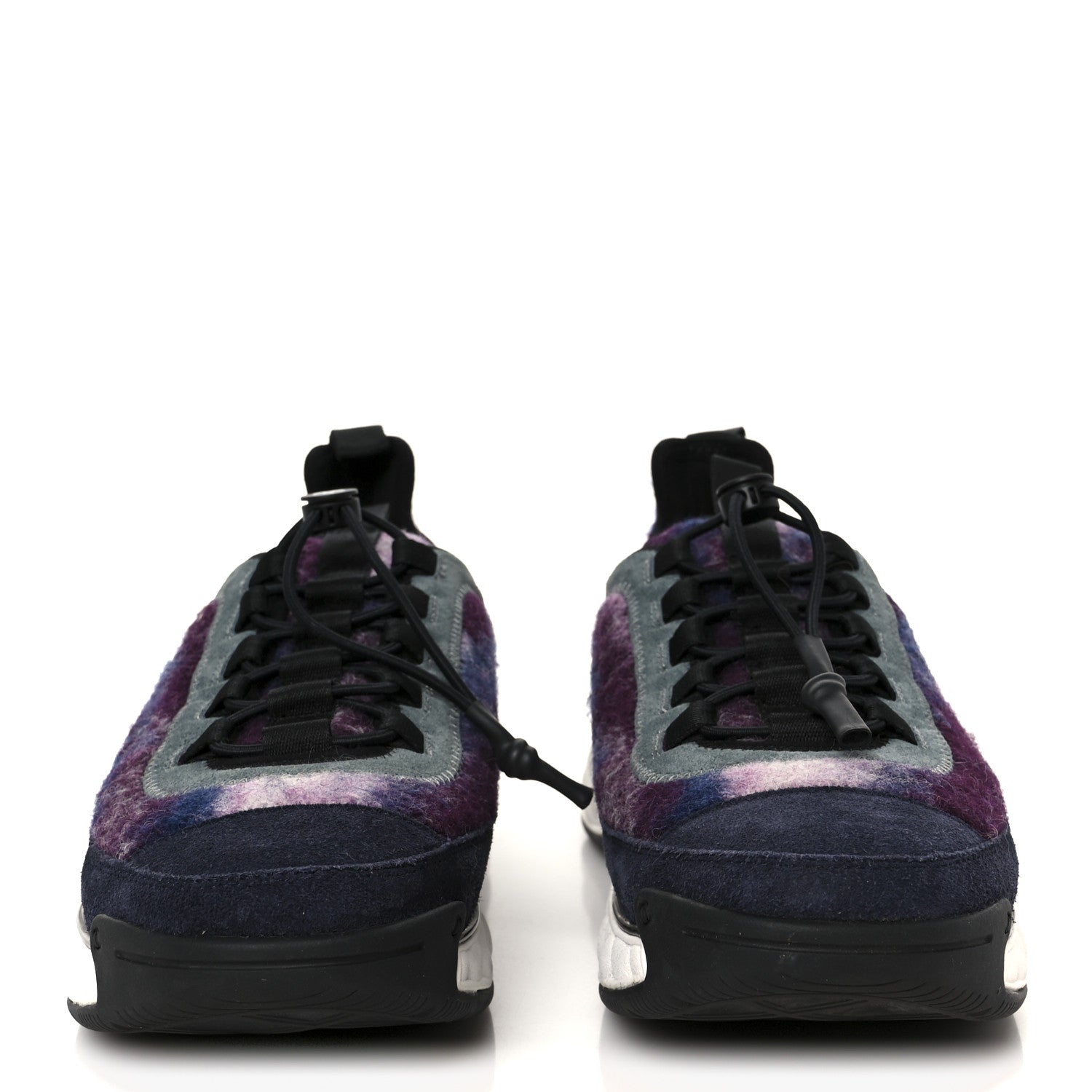 Chanel Fabric Suede Calfskin CC Sneakers 41 Blue Black Purple 3 of 9