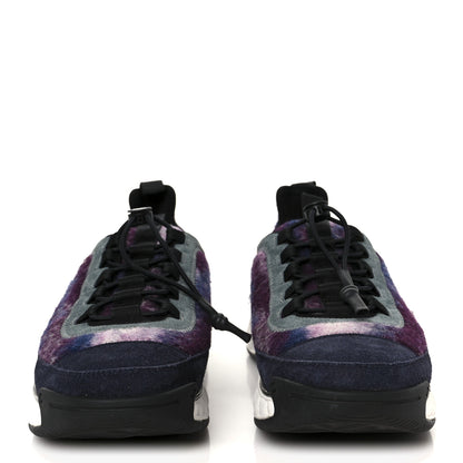Chanel Fabric Suede Calfskin CC Sneakers 41 Blue Black Purple 3 of 9