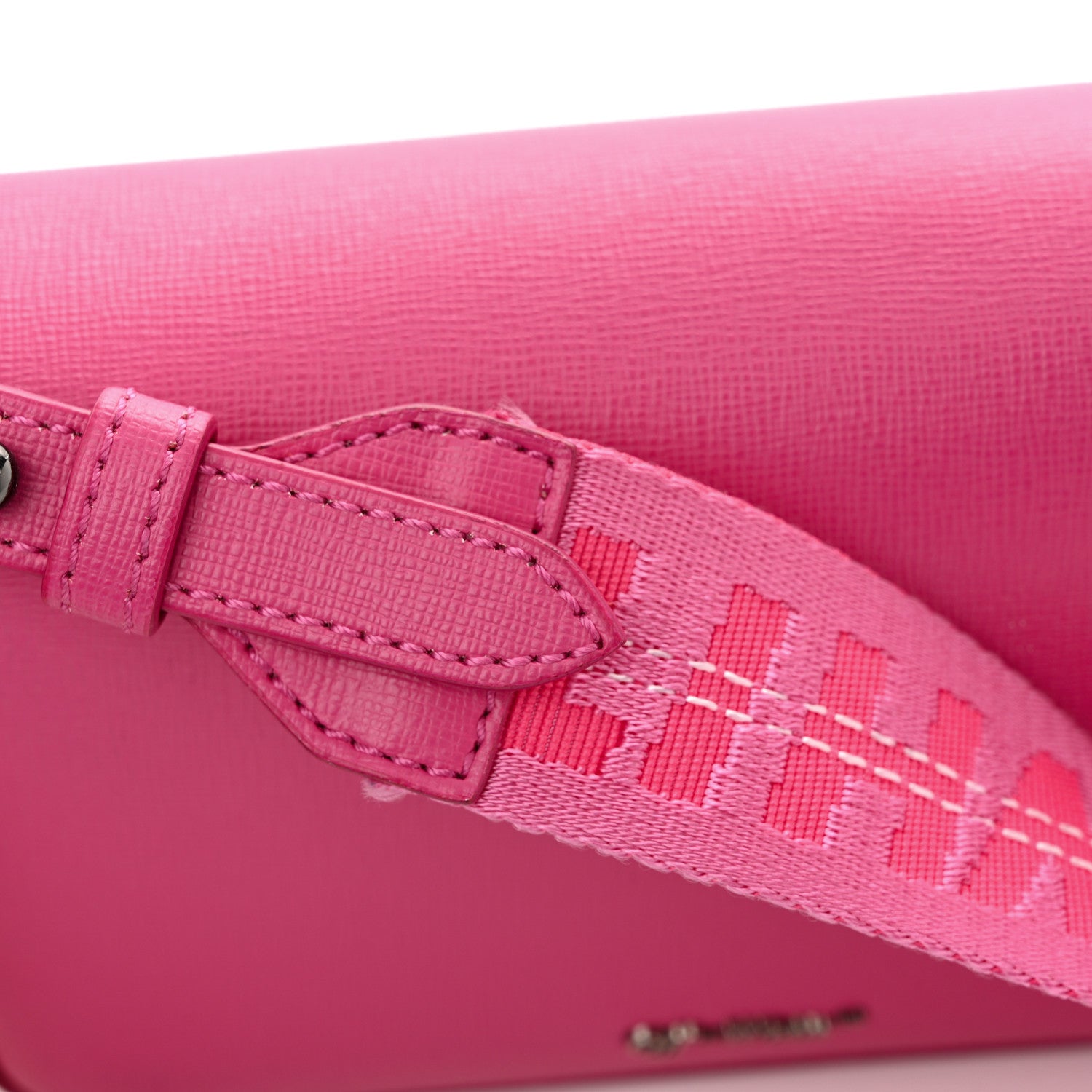 Off-White Saffiano Striped Diag Binder Clip Bag Pink White 11 of 14