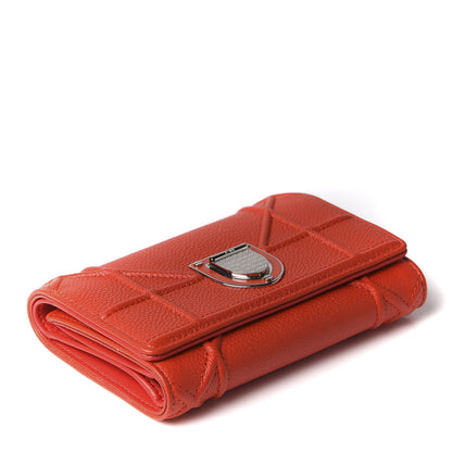 Christian Dior Grained Calfskin Cannage Diorama Elancee Wallet Inferno Red 3 of 11