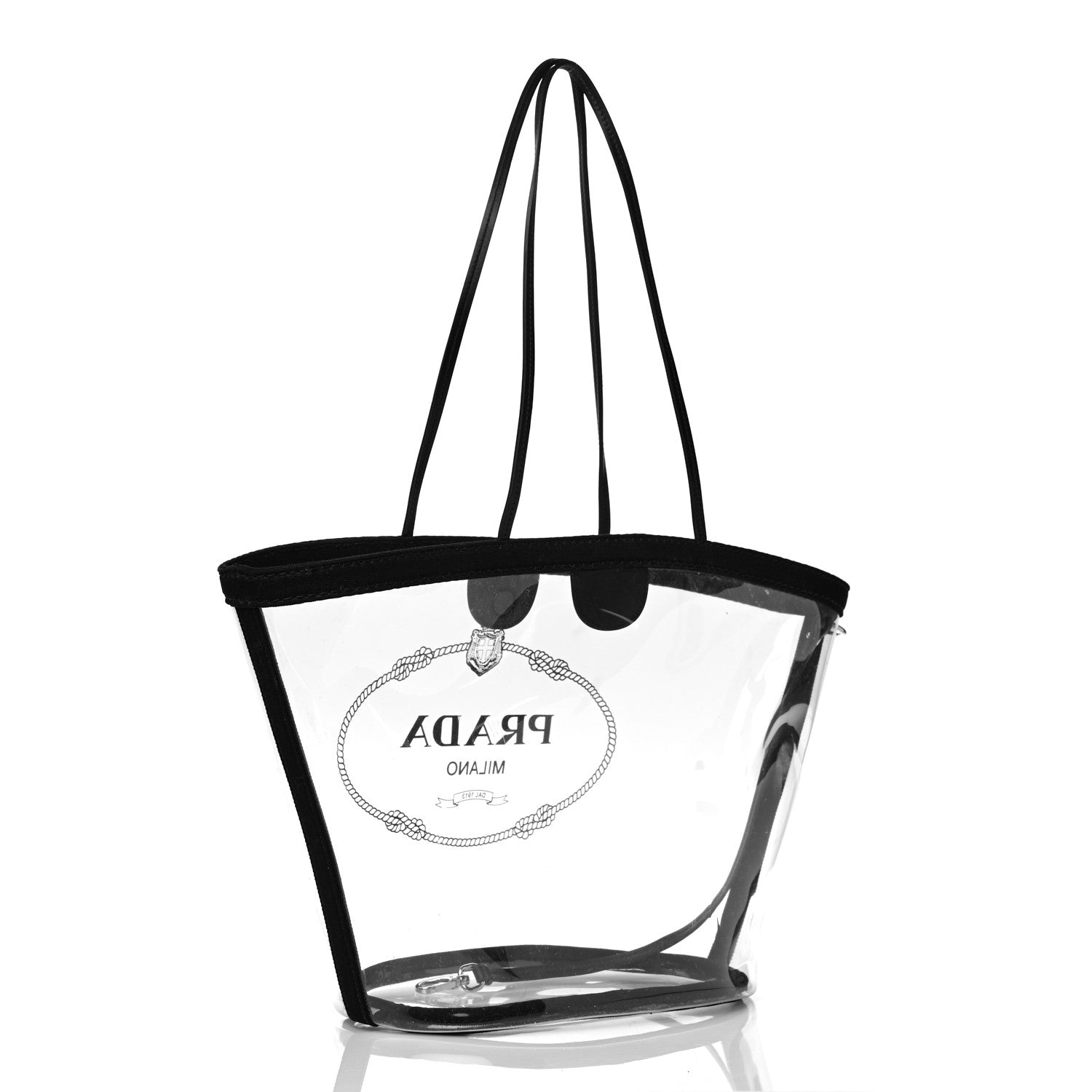 Prada Plexiglass Calfskin Small Shopper Tote Black 4 of 15