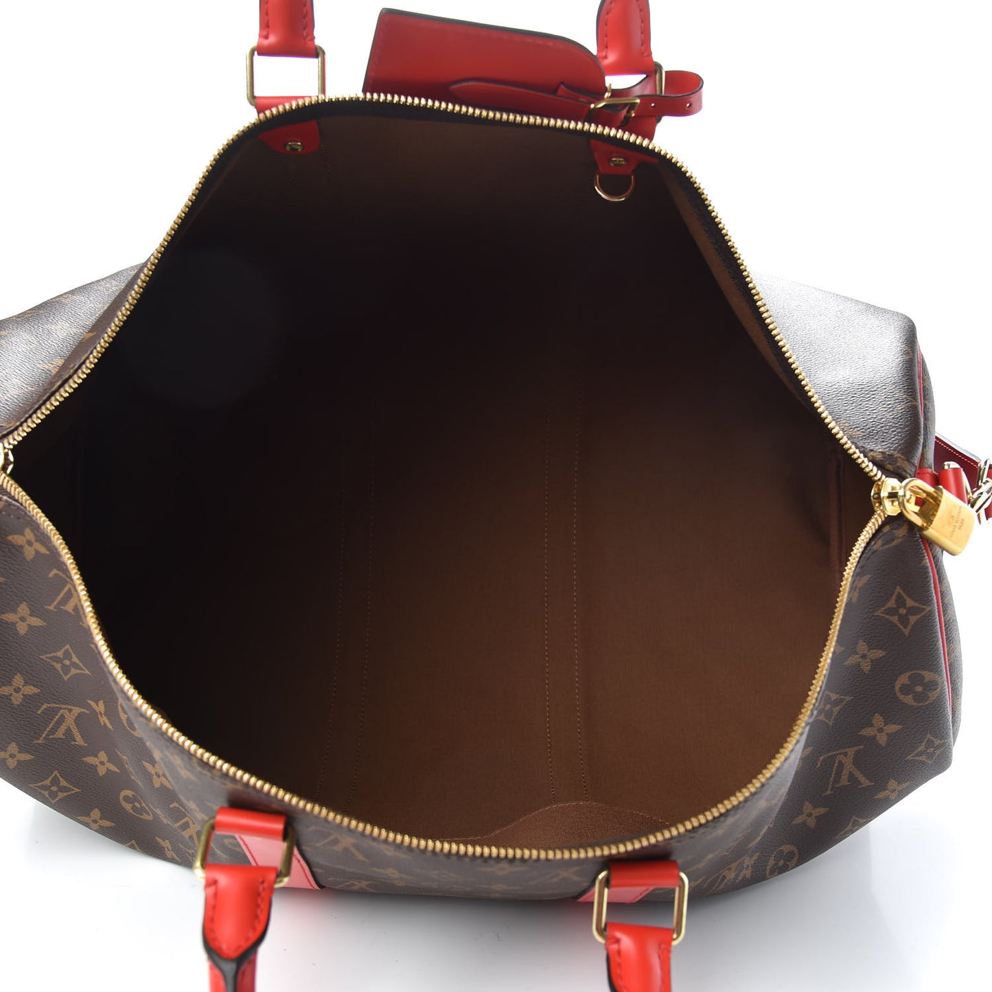 Calfskin Monogram Keepall Bandouliere 50 Coquelicot