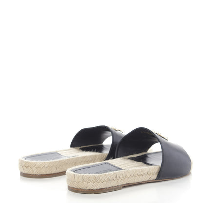 Chanel Lambskin Pearl CC Espadrille Slip On Sandals 38 Black 4 of 9