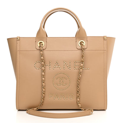 Chanel Caviar Small Studded Deauville Tote Beige 1 of 10