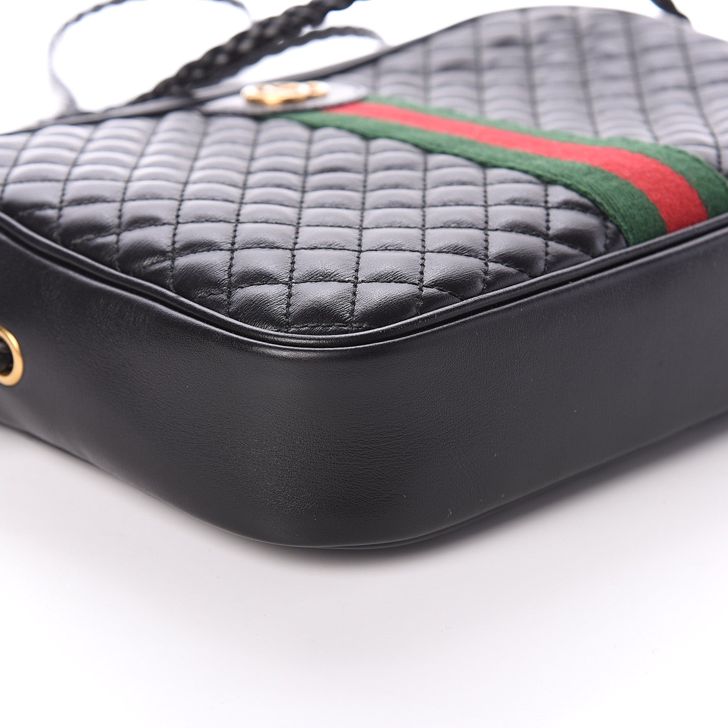 Gucci Calfskin Web Trapuntata Small GG Shoulder Bag Black 7 of 8