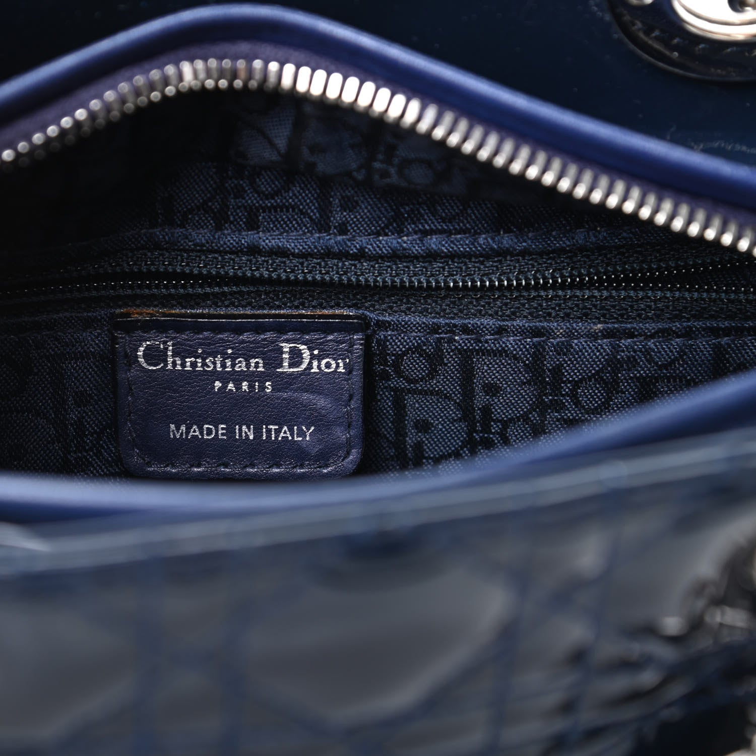 Christian Dior Patent Cannage Medium Lady Dior Navy Blue 6 of 9