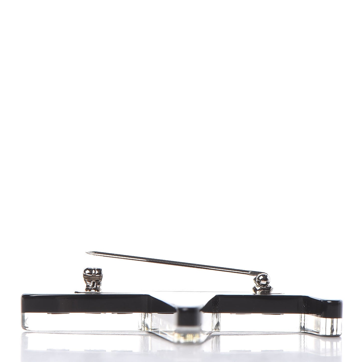Resin Pearl CC Airplane Brooch Black White