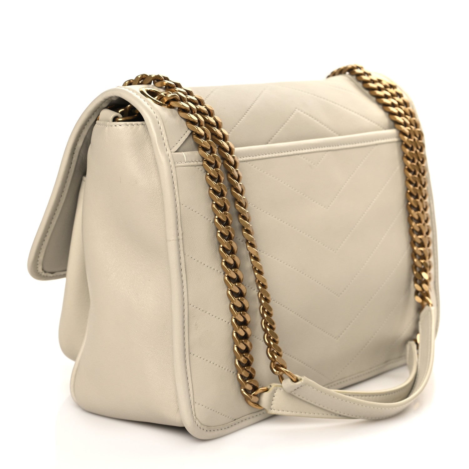 Saint Laurent Lambskin Matelasse Monogram Medium Niki Chain Satchel Ivory 3 of 9