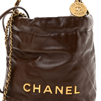 Chanel Shiny Calfskin Quilted Mini Chanel 22 Brown 8 of 11