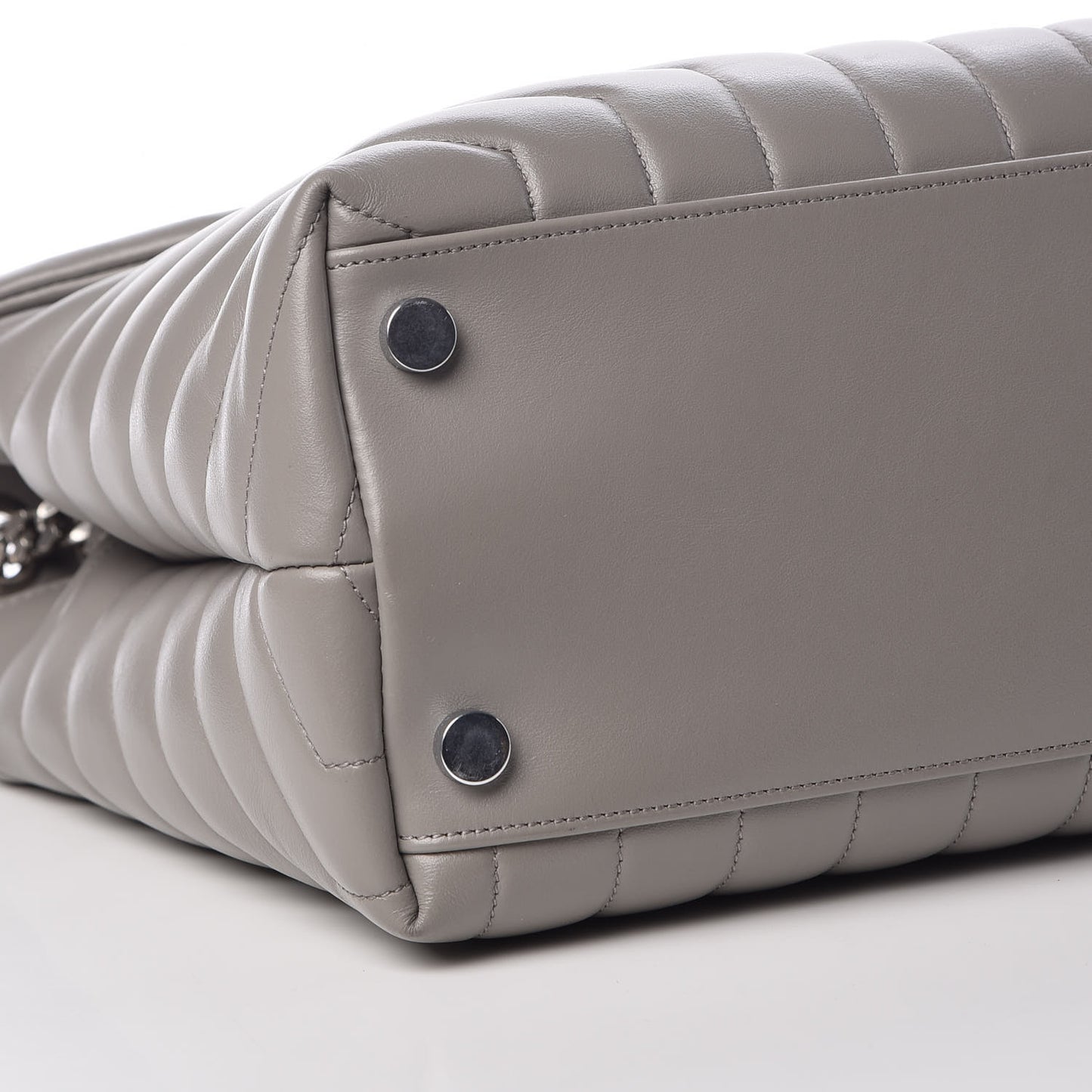 Calfskin Y Quilted Monogram Large Loulou Chain Satchel Light Grey