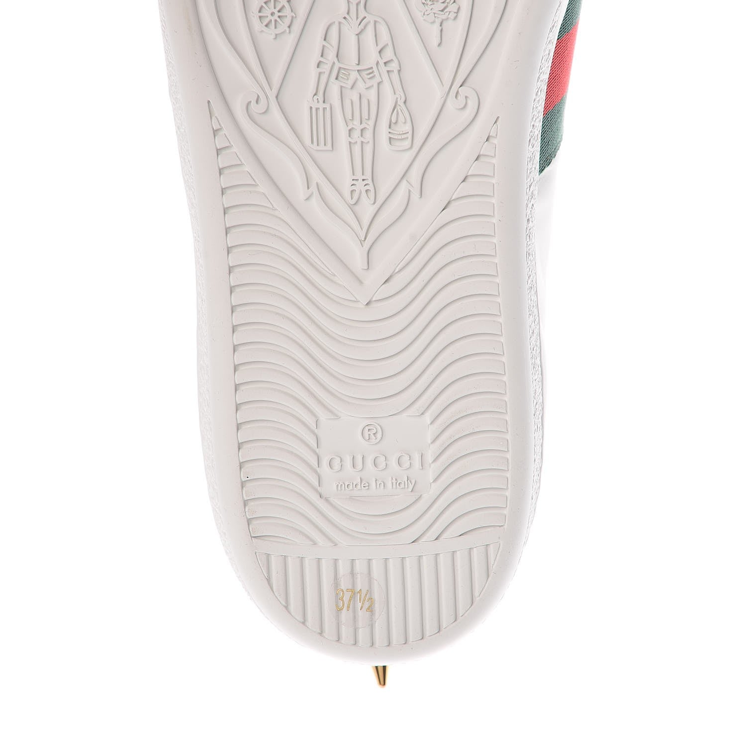 Gucci Calfskin Web Pearl Studded Womens Ace Sneakers 37.5 White 7 of 9