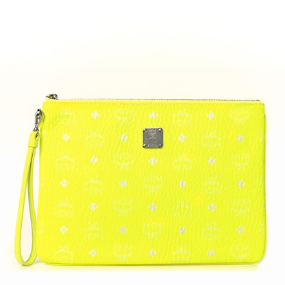 MCM Visetos Calfskin Zip Pouch Yellow 1 of 9