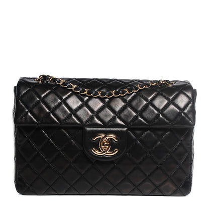 Chanel Washed Lambskin Quilted Maxi Single Flap Black 1 of 8