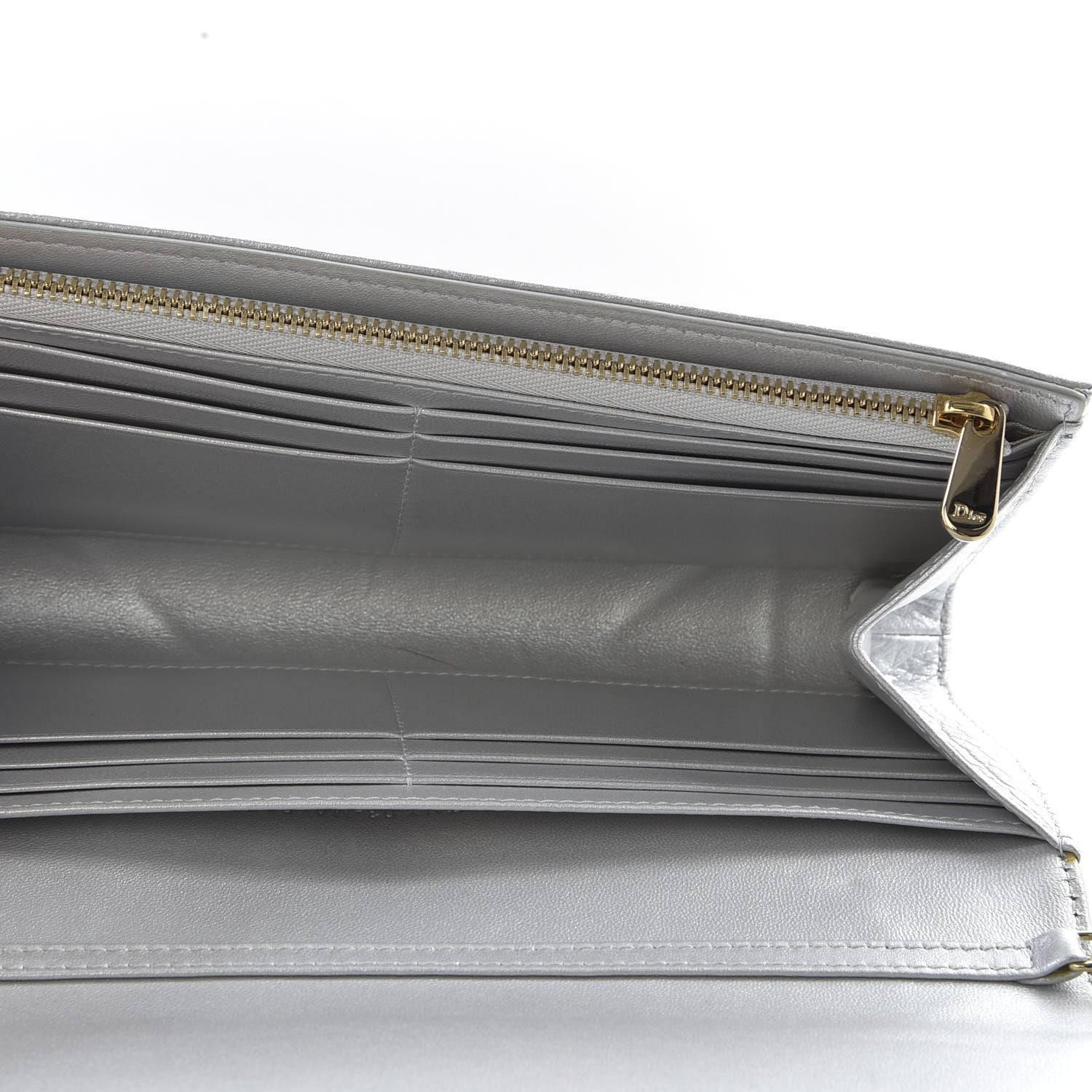 Christian Dior Metallic Grained Calfskin Diorama Croisiere Chain Wallet Silver 4 of 9
