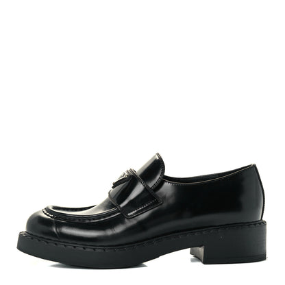 Prada Spazzolato Metal Triangle Logo 50mm Loafers 38.5 Black 1 of 11