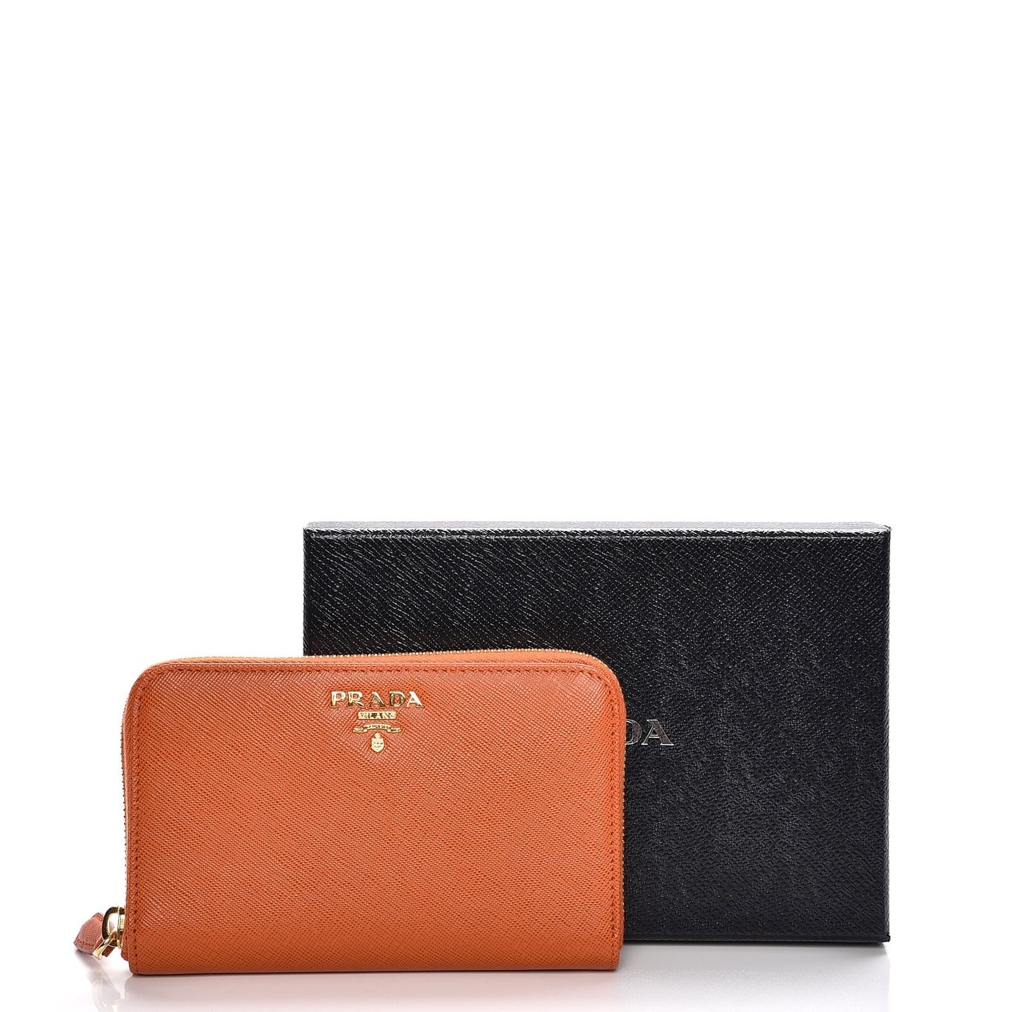 Saffiano Metal Zip Around Wallet Papaya