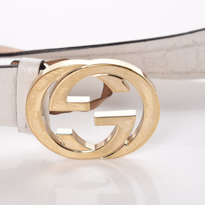Gucci GG Plus Monogram Calfskin Interlocking G 40mm Belt 95 38 White 13 of 16