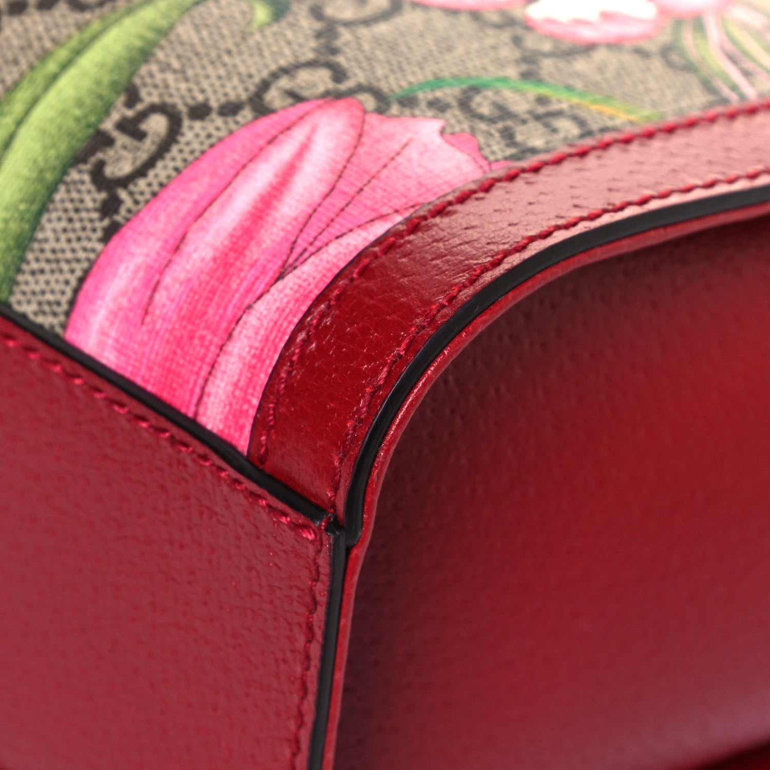 Gucci GG Supreme Monogram Flora Web Small Ophidia Tote Bag Red 10 of 13