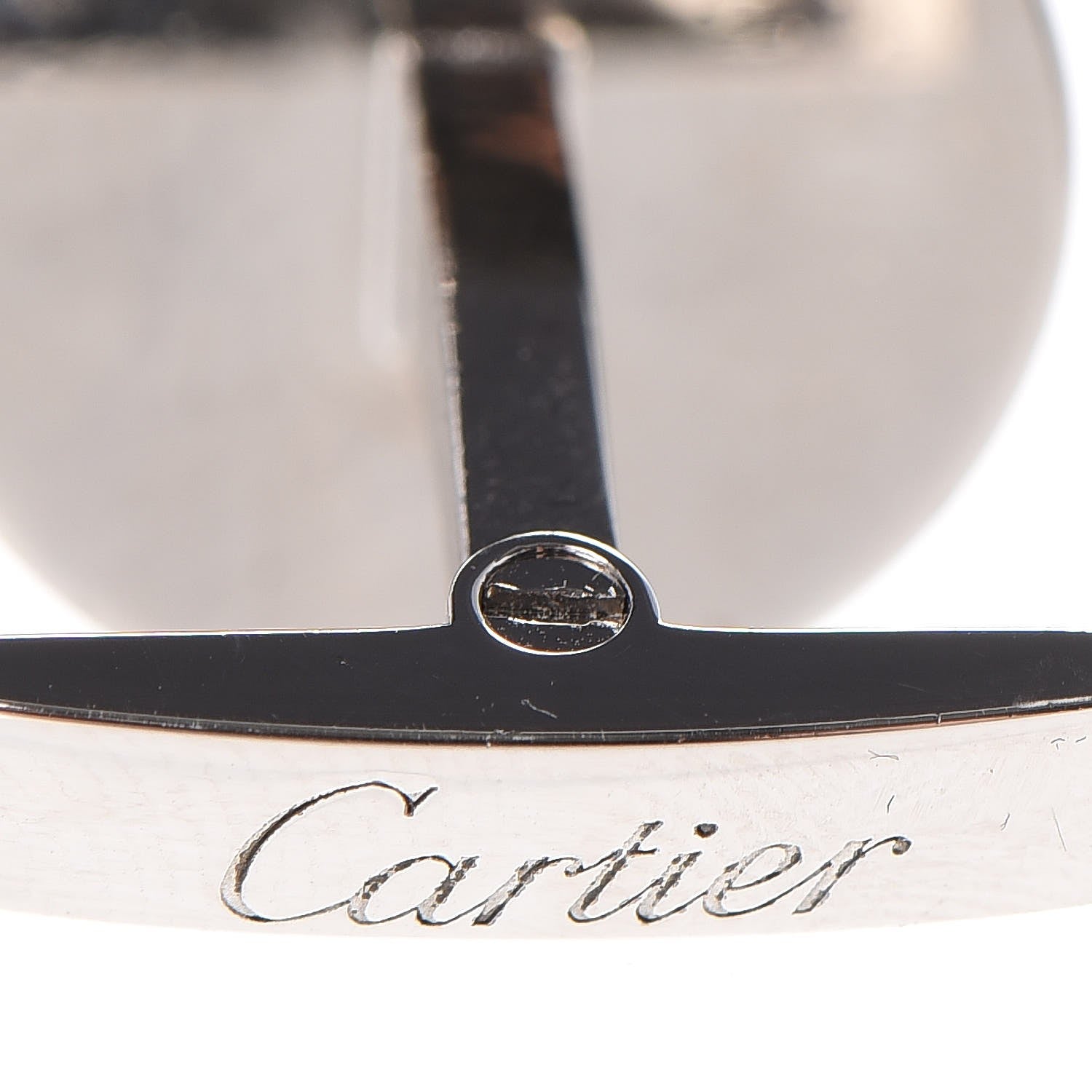 Cartier Sterling Silver Palladium Finish Double C Logo Rose Decor Cufflinks Blue 5 of 9