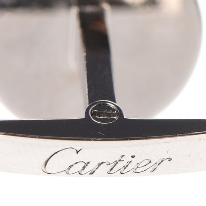 Cartier Sterling Silver Palladium Finish Double C Logo Rose Decor Cufflinks Blue 5 of 9