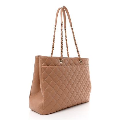 Chanel Caviar Quilted Large Classic Shopping Tote Light Beige 3 of 9