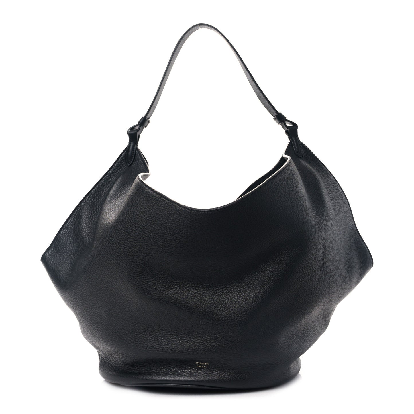 Pebbled Sport Calfskin Medium Lotus Tote Black
