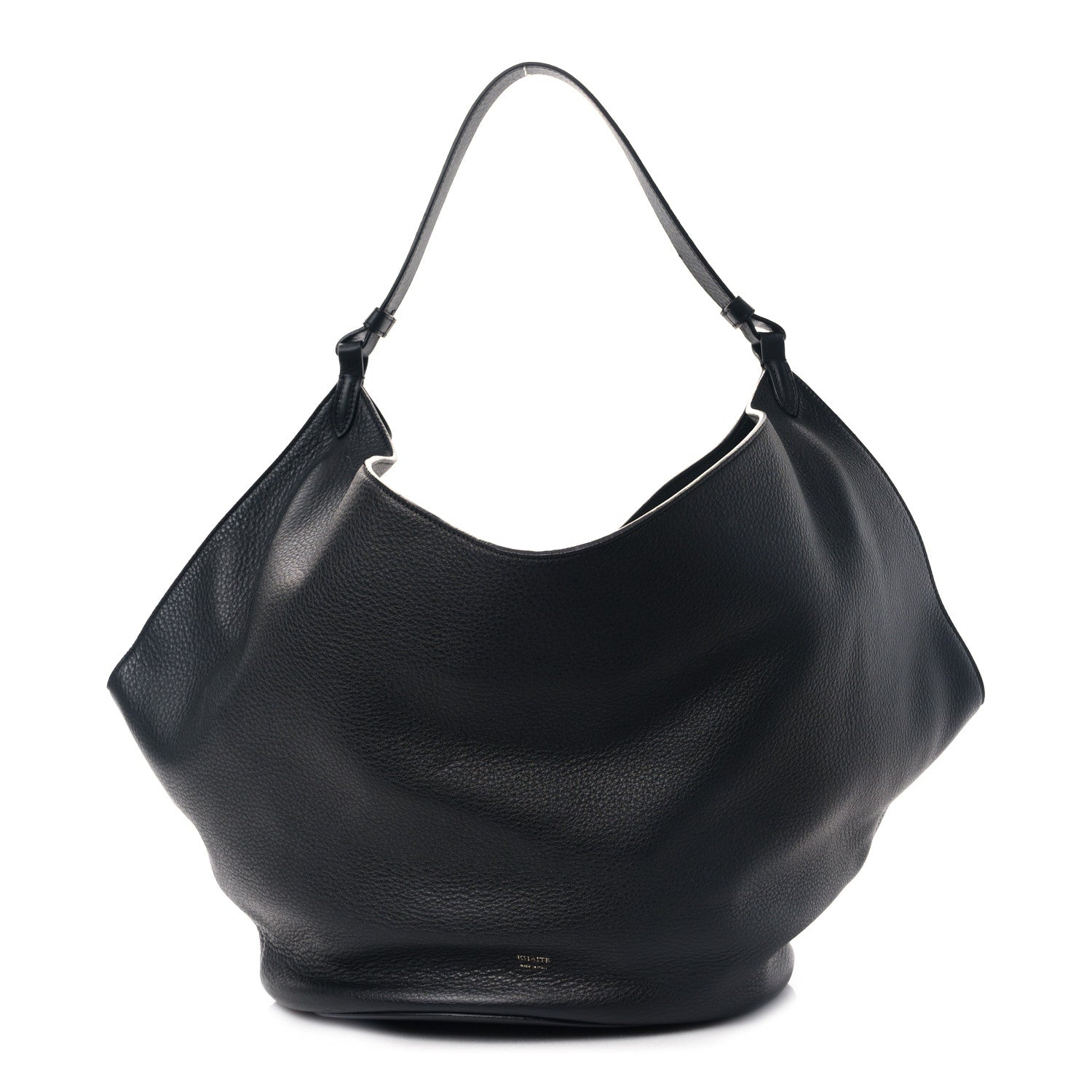 Khaite Pebbled Sport Calfskin Medium Lotus Tote Black 1 of 8