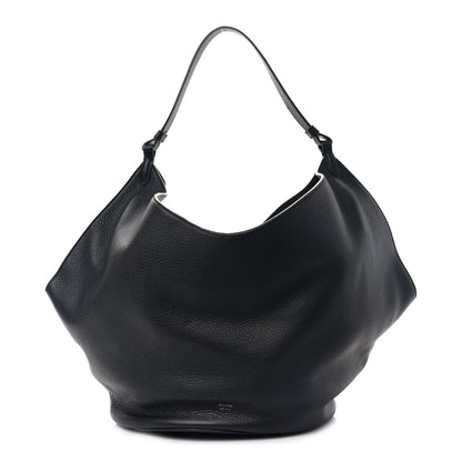 Khaite Pebbled Sport Calfskin Medium Lotus Tote Black 1 of 8