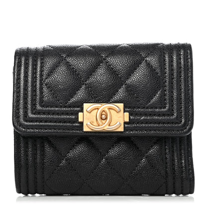 Chanel Caviar Quilted Compact Boy Wallet Black 1 of 4