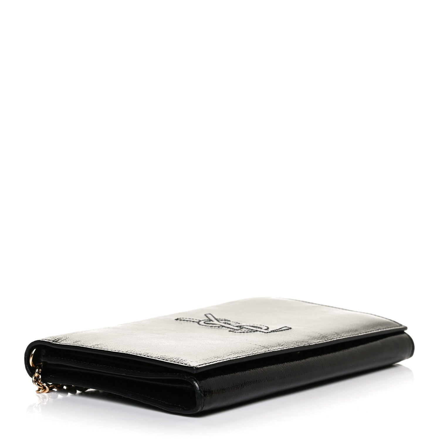 Saint Laurent Textured Patent Belle de Jour Chain Clutch Black 4 of 9