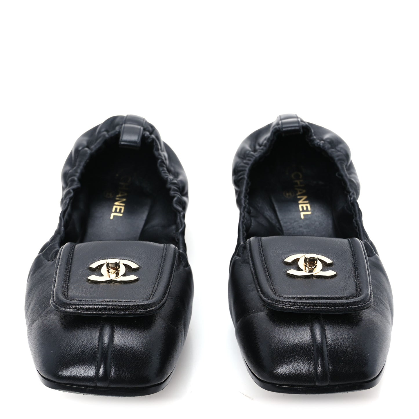 Lambskin CC Turnlock Ballerina Flats 39.5 Black