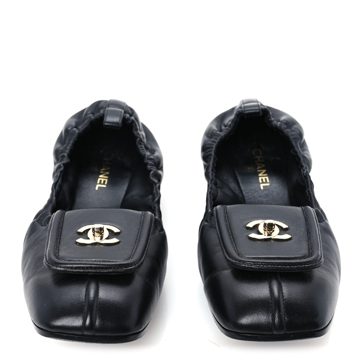 Chanel Lambskin CC Turnlock Ballerina Flats 39.5 Black 3 of 11