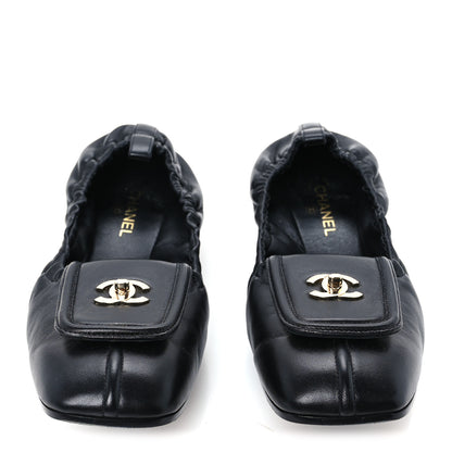 Chanel Lambskin CC Turnlock Ballerina Flats 39.5 Black 3 of 11