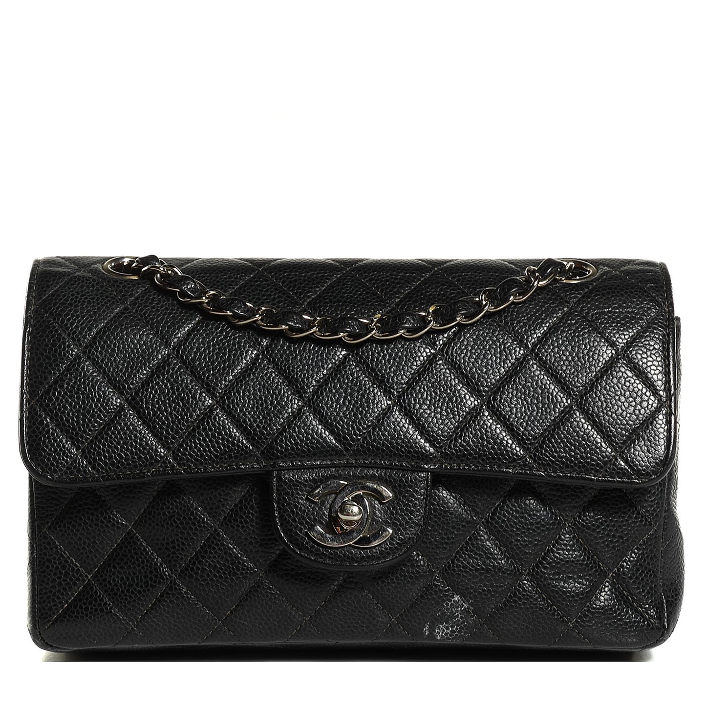 Caviar Quilted Small Double Flap Black