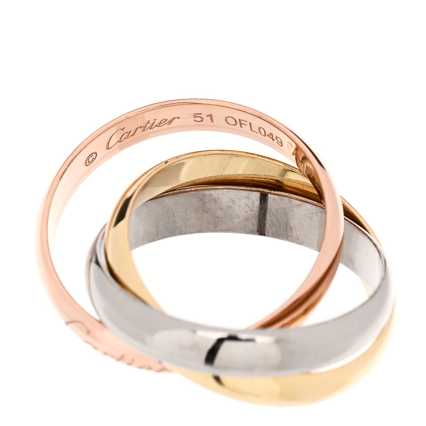 18K Pink Yellow White Gold Classic Trinity Ring 51 5.75